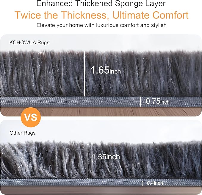 Thick Area Rug Grey Fluffy Shag 5x8 for Bedroom Living Room Washable Plush Fuzzy Carpet for Kids Girls Boys Baby Room Nursery Soft Furry Shaggy Indoor Floor Non Slip Rugs for College Dorm