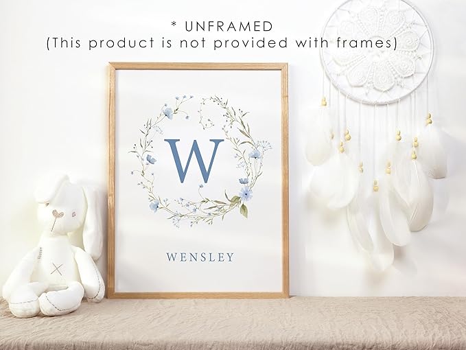 Personalized Name Flower Nursery Wall Art Prints, Crib & Nursery décor, Newborn Baby Girl Gift Present, Floral Baby Girl Room Pictures, Poster For Baby And Kids (6 Prints, Flower 7)