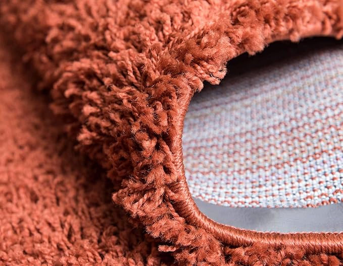 Unique Loom Solid Shag Collection Area Rug (7' 1" x 10' Rectangle, Terracotta)