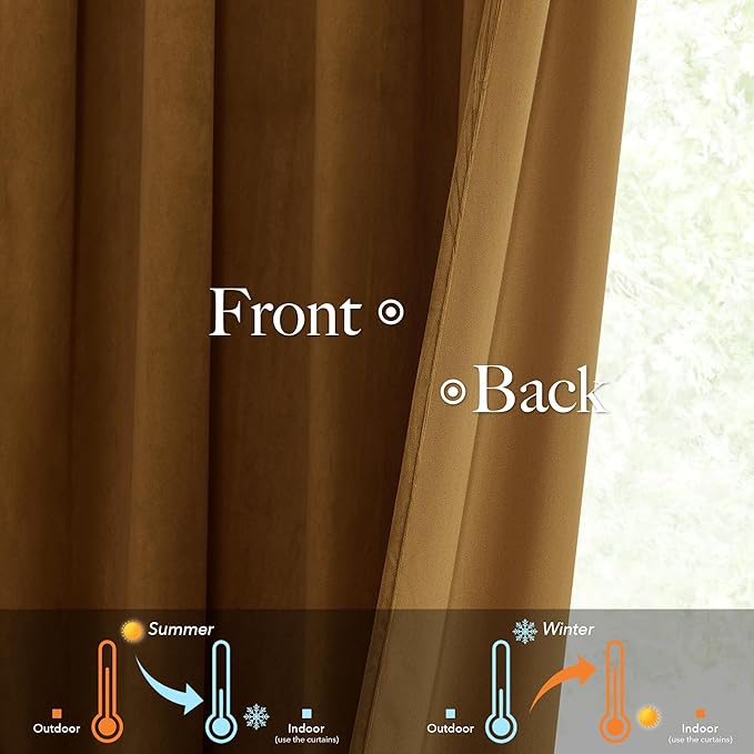 StangH Extra Wide Pinch Pleat Gold Brown Curtains, Super Soft Velvet Drapes with Hooks Vertical Luxurious Light Blocking Window Treatments for Home Office, W72 x L96, 1 Panel