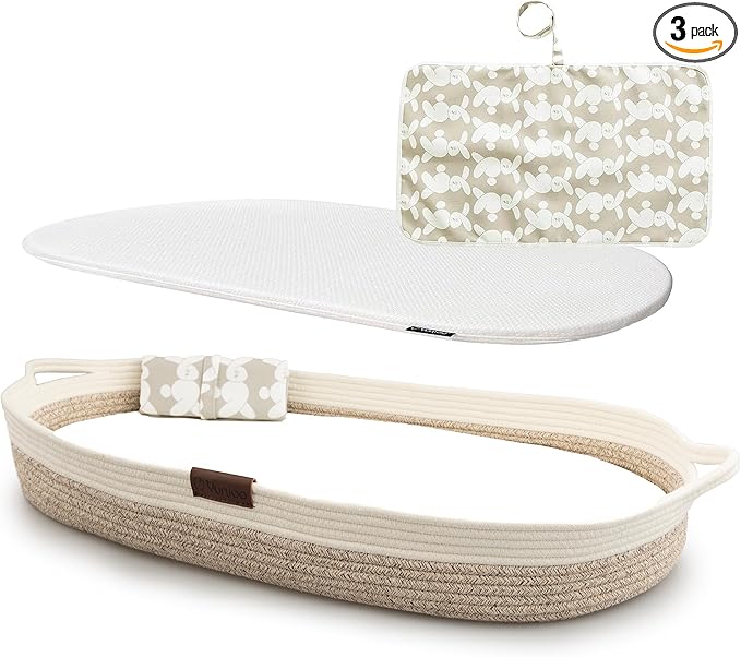 Baby Changing Basket, Portable Diaper Changing Pad, Moses Basket for Newborns, Changing Table Topper for Baby Nursery, Waterproof Travel Pad Cover