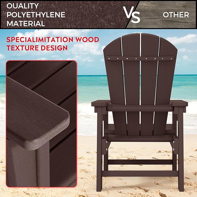 Costaelm Paradise Kids 5-Piece HDPE Outdoor Square Patio Dining Table and Chairs Set, Dark Brown