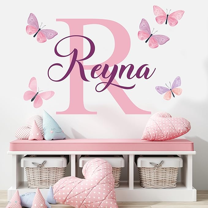 Personalized Butterfly Name Decal – Custom Removable Vinyl Wall Sticker for Girls Room, Nursery, or Bedroom – WM532