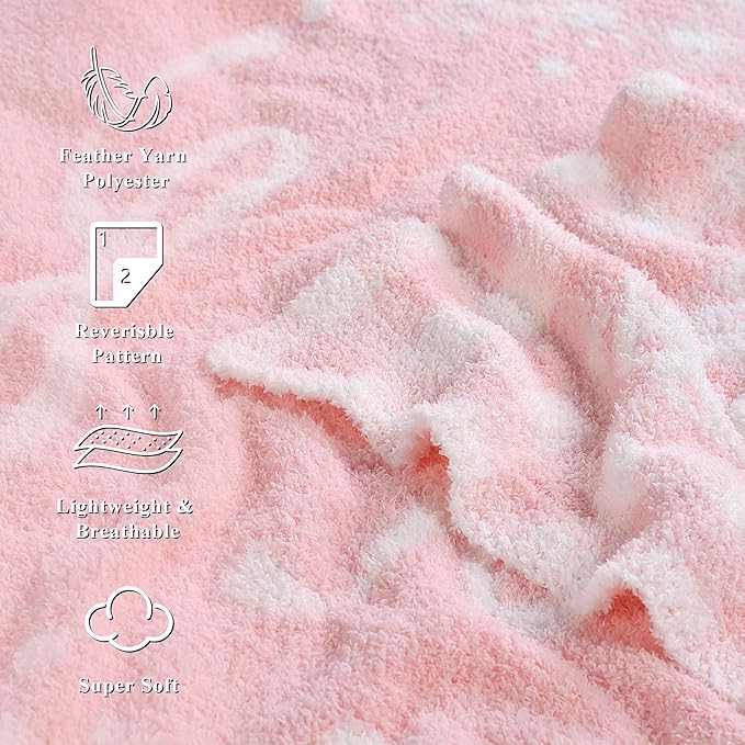 Pink Bow Baby Blanket – Soft Knitted Throw with Adorable Bow Detail for Baby Girls, Nursery Bedding & Shower Gifts – Warm & Gentle, 30x40 Inch