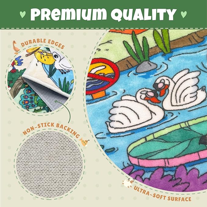Whimsical Jungle Rug 6x9 for Kids Playroom – Bright Animal Safari, Forest & Playground Scene – Perfect for Classrooms or Play Corners