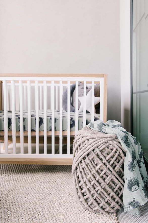 Oilo Baby Blanket, Luxury Soft Plush Backing & 100% Turkish Cotton Jersey Print, Double Layered, 30" x 40", Rolled Jersey Edge Trim, Machine Washable, Perfect for Infant or Toddlers, Olive, Hedgehog
