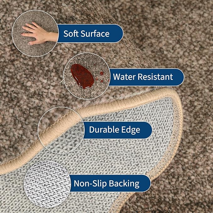 GarveeHome Scalloped Washable Rug 9x12 Area Rug for Living Room Modern Bedroom Rug Taupe Large Area Rug Non Slip Throw Rugs Soft Low Pile Stain Resistant Carpet for Dorm Nursery Dining Room 9'x12'