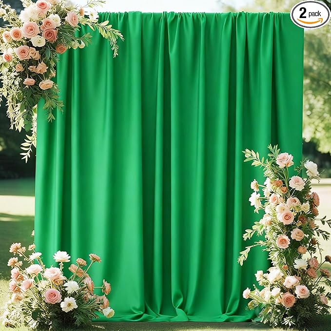 Green Screen Backdrop for Parties, Wrinkle Free Chromakey Virtual GreenScreen Curtain Drapes for Streaming Gaming Christmas Party Birthday Decoration Photography Background,5ft x 7ft, 2 Panels