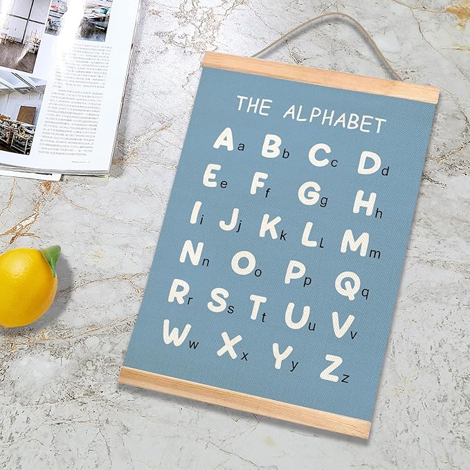 Kids Alphabet and Numbers Educational Chart Set of 2 for Classroom Decor,Colorful Educational Poster for Toddlers 1-3,Toddler Learning Poster for Kids Ages 3-5 for Nursery Playroom,Classroom Must Haves 18.5x14 Inch (Blue)