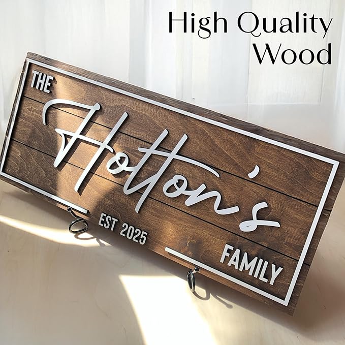 Personalized Custom Wood Name Sign for Home, Office, Nursery, Wedding, Baby Shower (Art Deco, Walnut, Large)