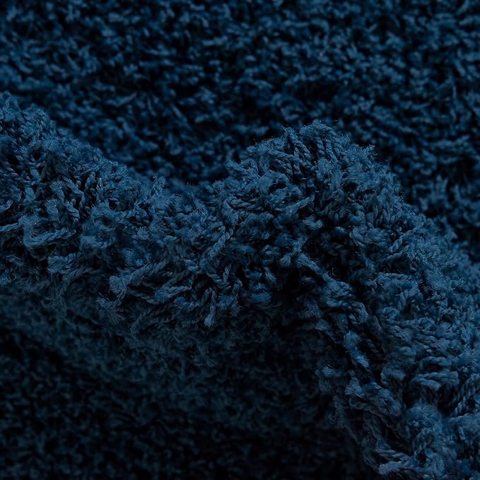 Unique Loom Solid Shag Collection Area Rug (5' 1" x 8' Oval, Sapphire Blue/ Navy Blue)