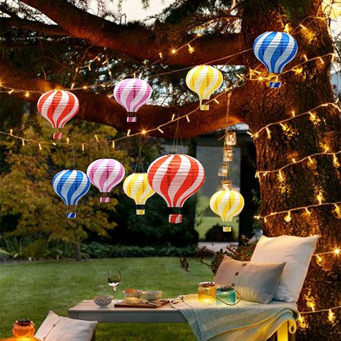 Hanging Hot Air Balloon Paper Lanterns Set, Party Decoration Birthday Wedding Christmas Party Decor Gift, 12 inch, Pack of 5 Pieces