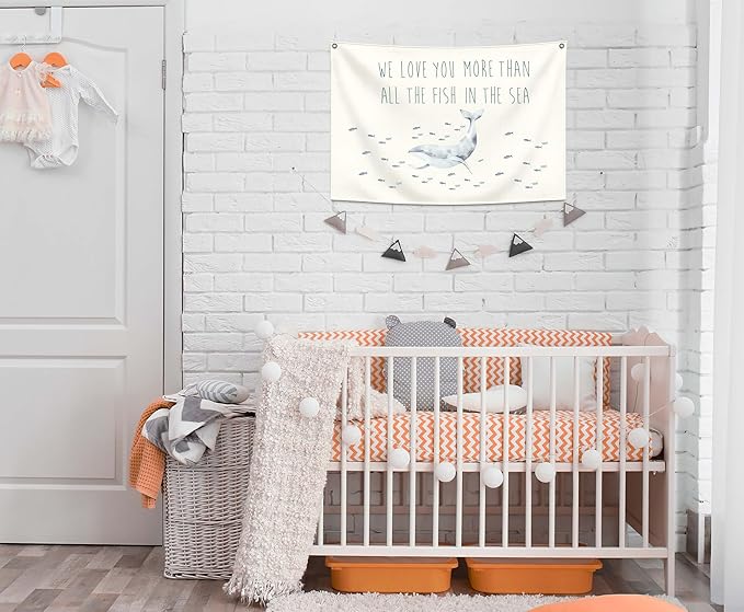 Boho Rectangular Banner Flag Wall Art Decor Gift for Baby Boy Girl Kid,Nursery Bedroom Playroom Living Room Home Front Decor Decor-We Love You-Baby Present Shower,Birthday Christmas Gift