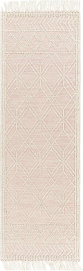 Mark&Day Wool Rugs, 5x7 Staveley Cottage Bright Pink Area Rug, Cream Pink Ivory Carpet for Living Room, Bedroom or Kitchen (5' x 7'6")