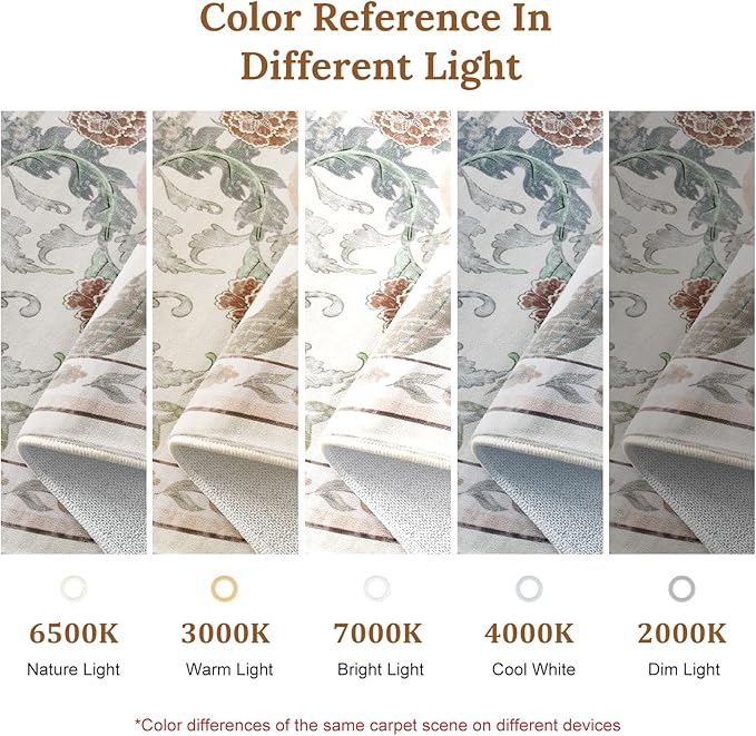 AMTOVO 6x9 Washable Area Rugs for Living Room, Non-Slip Large Soft Boho Floral Vintage Accent Print Carpet for Bedroom Dorm Nursery Room Dining Room Farmhouse Home Office, Beige