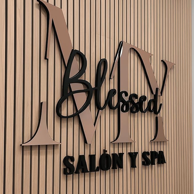 Custom Business Logo Sign,Customizable 3D Laser Cut Acrylic Letter Sign for Wall, Personalized Large Non-Illuminated Graphic Signage for Storefront Salon Bar Studio Barbershop Retail Shop Company Office