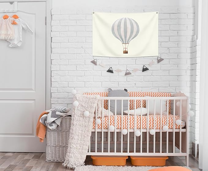 Boho Rectangular Banner Flag Sign Wall Decor Gift for Baby Boy Girl Kids-Nursery Bedroom Playing Room Reading Room Decor Decorations-Hot Air Balloon Theme-Baby,Shower Birthday Christmas Gift