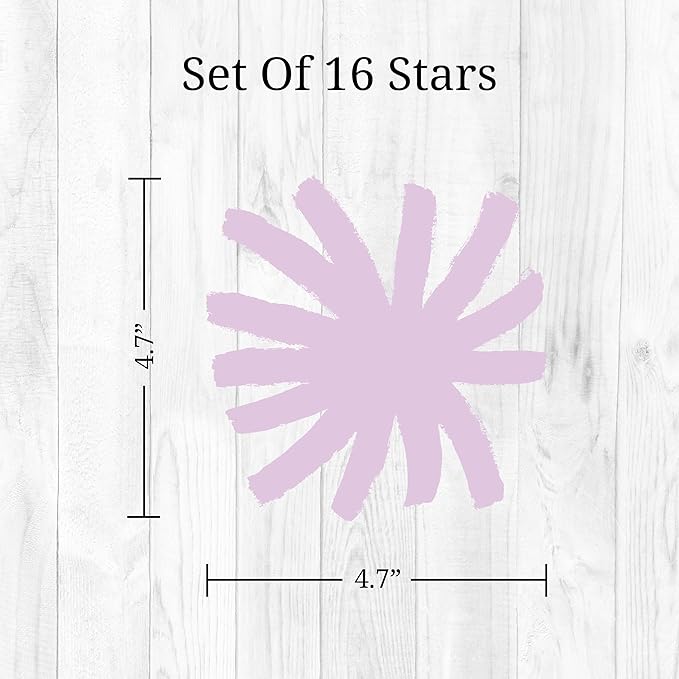 Decalcomania Pastel Purple Stars Wall Decor by Robin Zingone - Set of 18 Danish Pastel Room Decor Flower Wall Decals Removable Peel and Stick Wall Stickers - 4.7" Aesthetic Room Decor