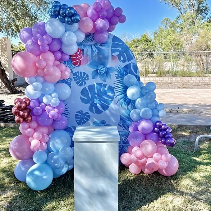 Pink and Blue Balloons, 12 Inch Macaron and Metallic Blue Pink Party Balloons for Gender Reveal Baby Shower Bridal Shower Summer Hawaiian Luau Birthday Party Decorations