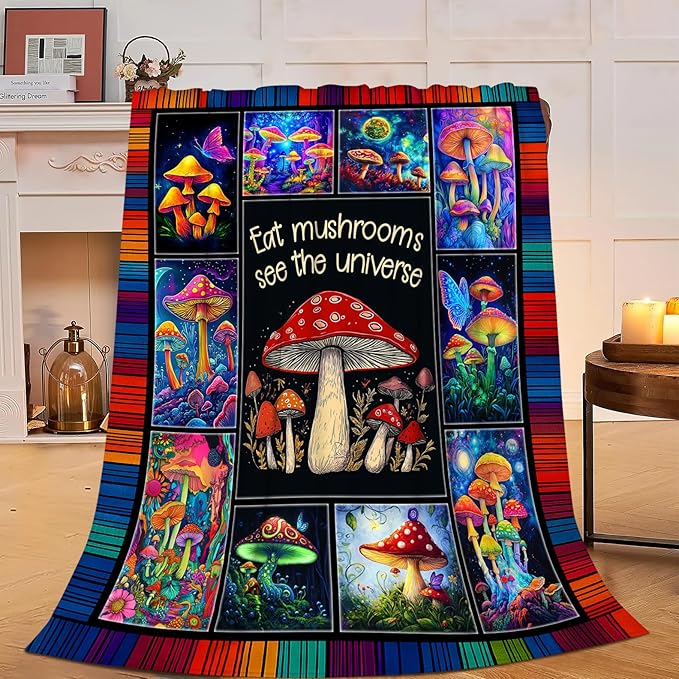 Mushroom Blanket Mushroom Decor Throw Blanket Super Soft Flannel Lightweight Fluffy Plush Fuzzy Fleece Forest Blanket Gifts for Girl Baby Woman Boys Kids Adults Man for Bed Sofa 40"X50"