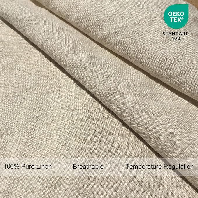 Nature Linen Ruffled Pillowcase, 100% French Linen Pillow Cover, 20x30'' Queen Size 1 Pack Farmhouse Pillow Case, with Decorative Ruffle Envelope Closure (Queen, Flax, 1 PCS)