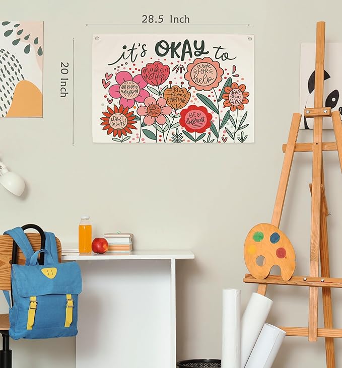 Mental Health Growth Mindset,Calming Corner,School Counselor Teacher Psychological Gift Therapist Therapy Office Wall Decor-Rectangular Banner Flag Wall Sign Gift It's Okay to Not Know Everything