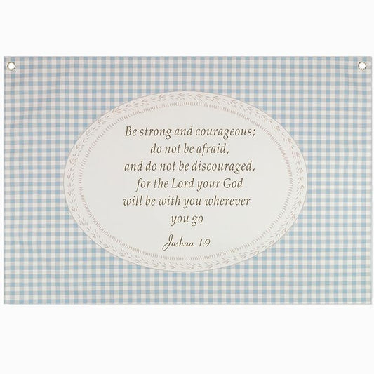 Christian Bible Verse Scripture Rectangular Banner Flag Wall Decor Gift for Baby Boy Girl Kids,Nursery Bedroom Reading Room Decor-Baby,Shower Birthday Christmas Gift-Be Strong and Courageous
