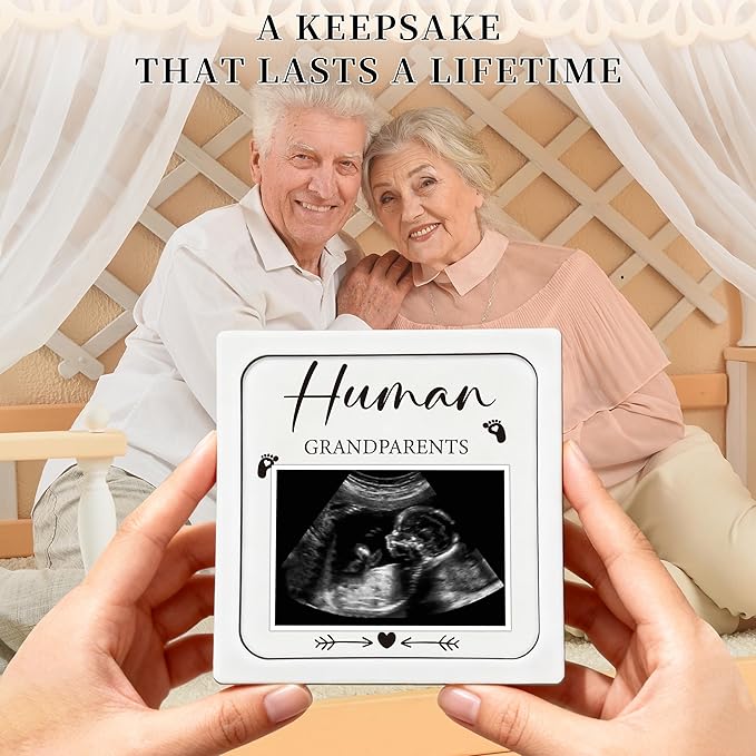 Pregnancy Announcement, Ultrasound Picture Frame Wooden Surprise Box, Promoted From Dog Grandparents To Human Grandparents, Birth Announcement Ideas - Pregnancy Reveal Gifts
