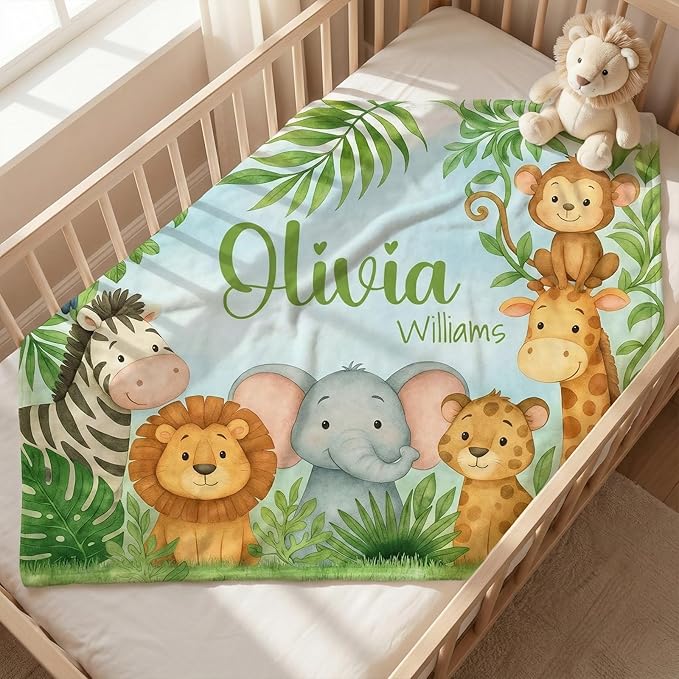 Personalized Baby Blanket with Name, Custom Soft Flanne Blanket for Kisd, Toddlers, Personalized Baby Gifts for Infant Newborn Shower