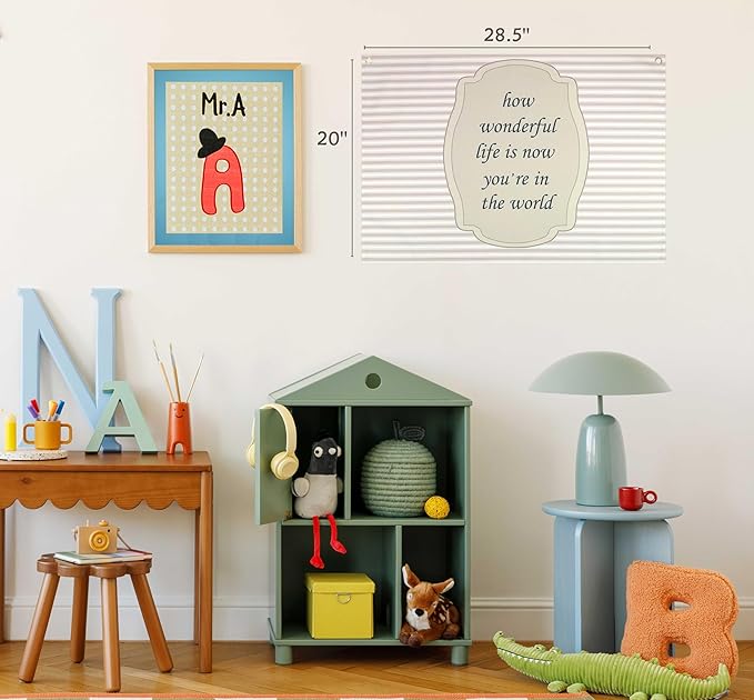 Nursery Baby Present-Rectangular Banner Flag Art Wall Decor Gift for Baby Boy Girl Kid Teen,Homeschool Bedroom Playroom Decor-Baby Shower Birthday Christmas Gift-How Wonderful Life is Now You're in the World