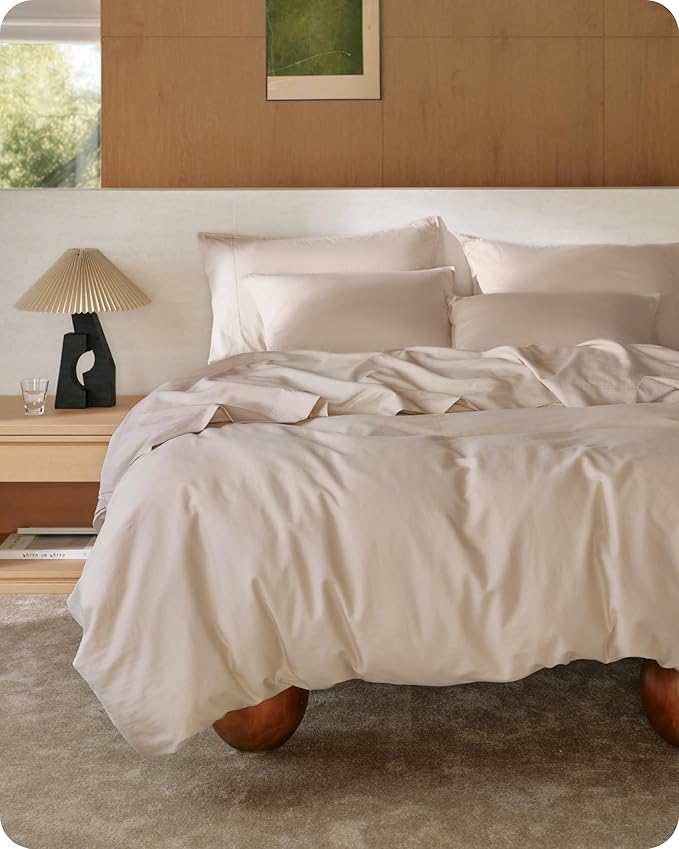 Bedsure Cotton Duvet Cover Queen, 100% GOTS Organic Cotton Duvet Cover Set, Fair Trade Certified Queen Bedding Set, Eco-Friendly, Ultra-Soft, Breathable Home Bedding for All Seasons(Linen, 90"x90")