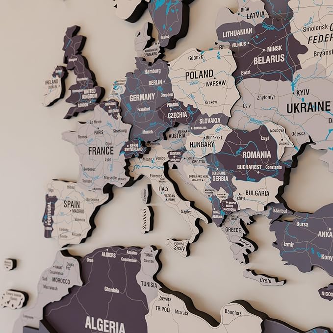 Colorfull Worlds 3D Wooden World Map Wall Art - Premium Multicolored World Travel Art for Wall Decor | Perfect for Home, Office & Kitchen - Ideal Housewarming Gift & Travel Tracker (Large, Nimbus)