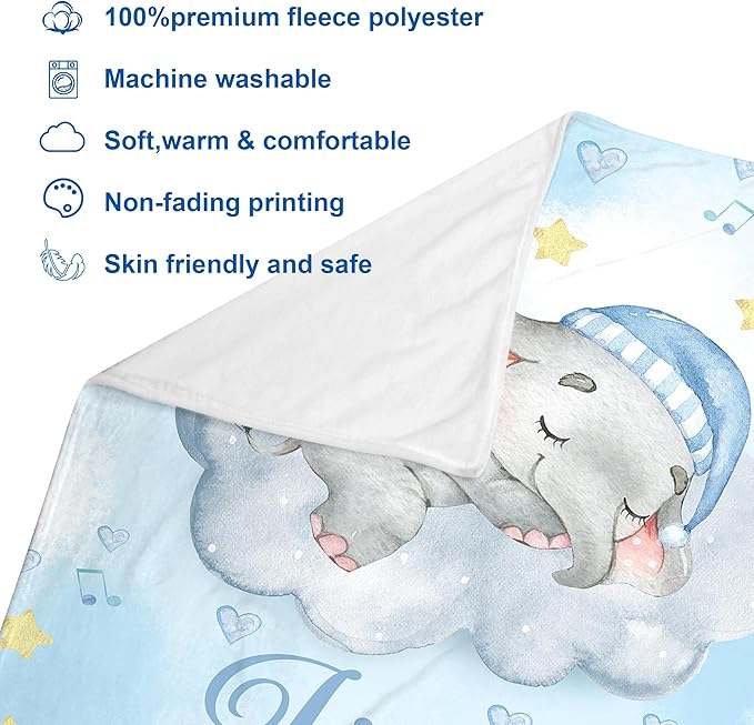 J&SBGFT Personalized Custom Baby Blanket for Boys - Customized Name Blanket for Toddlers, Kids - Nursery Stroller Crib Decor Throw - 30"x40", Color 1