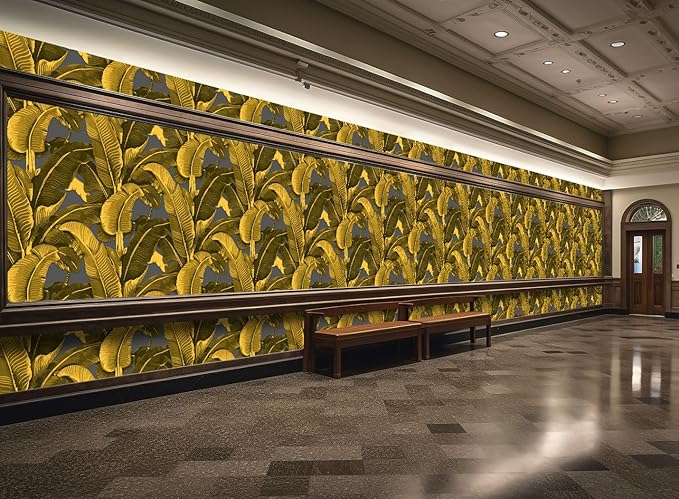 Vintage Gold Banana Leaf Bathroom wallpeper Living Room Bedroom Tropical Plant Wall Mural - 320"x108" (Not Peel and Stick)