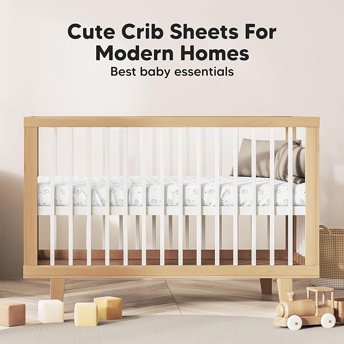 KeaBabies 2-Pack Baby Crib Sheets for Boys, Girls - 52x28 Viscose Derived from Bamboo Toddler Bed Sheets Neutral, Fitted Crib Mattress Cover for Standard Baby Bedding, Soft & Cozy (Bunnies)