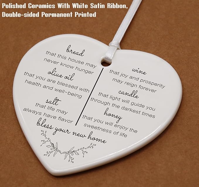 Heart Shaped Christmas Ornament-Congrats New House Gift-Happy Housewarming Present-New Home Owner Keepsake-Bless Your New Home Decorations