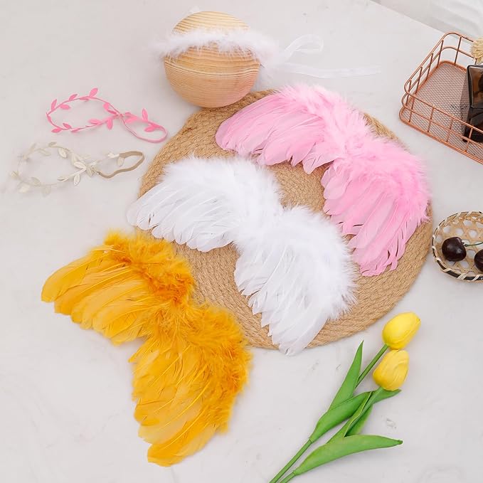Newborn Baby Angel Wings with Feathers (Pink)