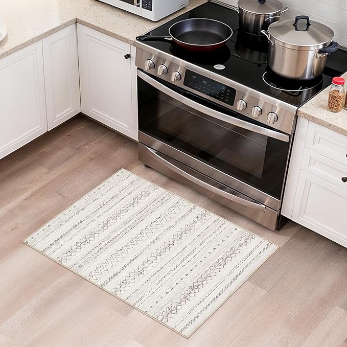 Area Rugs for Living Room Washable Living Room Rug Soft Neutral Indoor Floor Carpet Non-Slip Stain Resistant Modern Boho Rugs for Bedroom Dining Room Kids Room Nursery Office Home Brown
