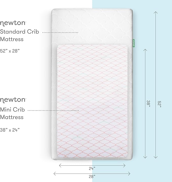 Newton Baby Fitted Mini Crib Sheets (2-Pack) | Organic Muslin Cotton, Breathable & Soft Baby Sheets, Washable Baby Mattress Sheets, Fits Mini Crib Mattresses 24" x 38", Dreamweaver Coral & Plain White