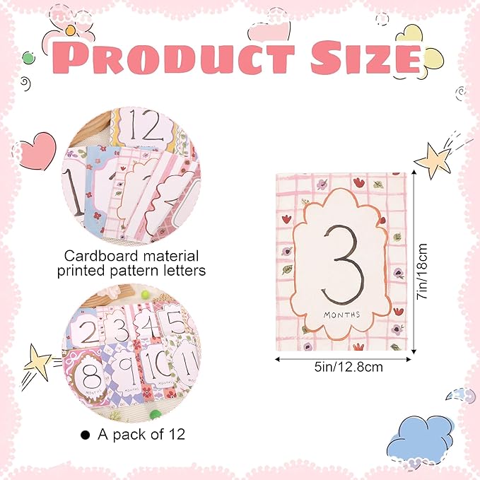 Baby Boy/Girl Monthly Milestone Cards - First Holiday Cards,First Year Month Photo Milestone Cards,Baby Shower Newborn Photo Prop (Cards-2)