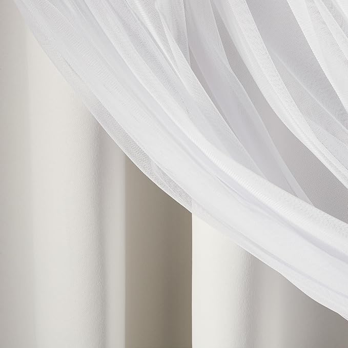 TOWN & COUNTRY LUXE Talia Double Layer Indoor Curtains, Sheer and Room Darkening Blackout, Grommet Top, Energy Efficient, 2-Pack Set, 52"x120", Winter