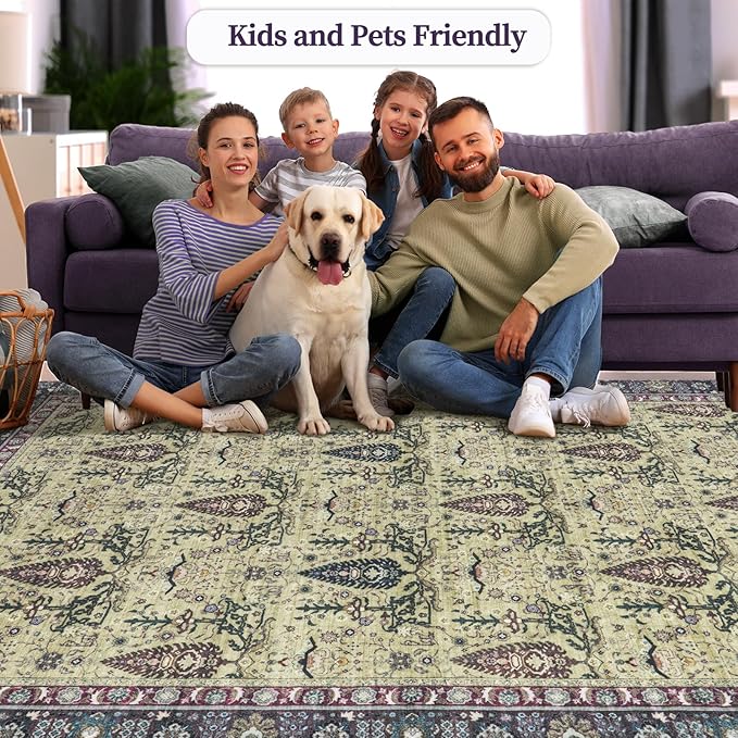 Tangsoo 2x6 Washable Runner Rug for Hallways, Non Slip Vintage Boho Purple Floral Rug for Entryway Kitchen Laundry, Non Slip Soft Low Pile Indoor Rug for Bedroom Bathroom Beside