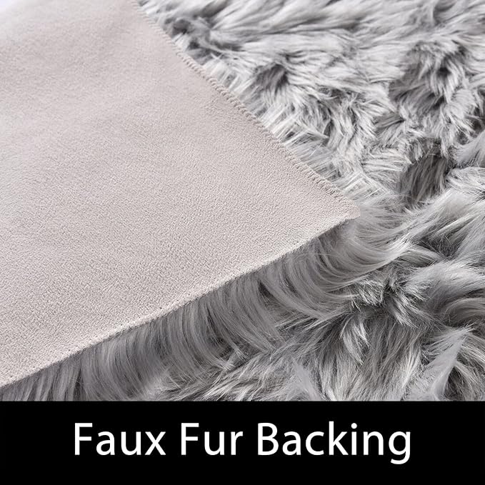 Latepis 12x12 Carpet Grey Faux Fur Rug for Living Room and Bedroom Large Fluffy Rugs Shaggy Fuzzy Rug for Sofa Office Bedroom Home Décor Entertainment Room, Square
