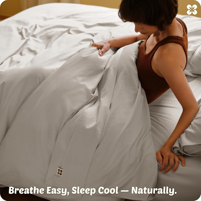 Bedsure Cooling Duvet Cover King Size, Cotton & Rayon Derived from Bamboo Blend Duvet Cover Set for Hot Sleepers,Ultra-Soft, Breathable & Lightweight Home Bedding for All Seasons (Linen,104"x90")