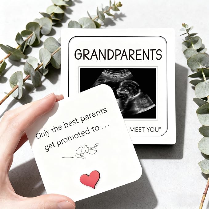 Pregnancy Announcement for Grandma Grandparents, Ultrasound Picture Frames Wooden Surprise Box, Baby Announcement Gifts for Dad Mom, Birth Announcement Ideas, Pregnancy Reveal Gifts