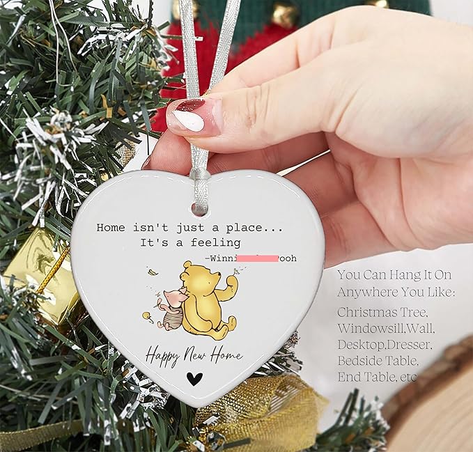 Happy New Home Gift-Housewarming Present-New Home Owner Keepsake-Congrats Realtor to Homeowner-Home Isn't Just a Place Heart Shaped Christmas Ornament