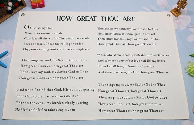 Christian Hymn Rectangular Banner Flag Wall Decor Gift for Baby Boy Girl Kid,Nursery Above Crib Bedroom Living Room Decor-How Great Thou Art-Baby Present Shower,Birthday Christmas Gift