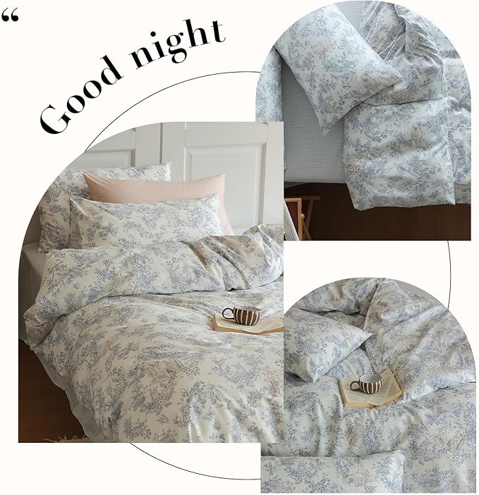 HighBuy Boho Floral Girls Duvet Cover Twin XL 100% Cotton Chic Floral Bedding Duvet Cover Twin XL Lightweight Soft Aesthetic Garden Flower Bedding Set Comforter Cover with 2 Pillowcases