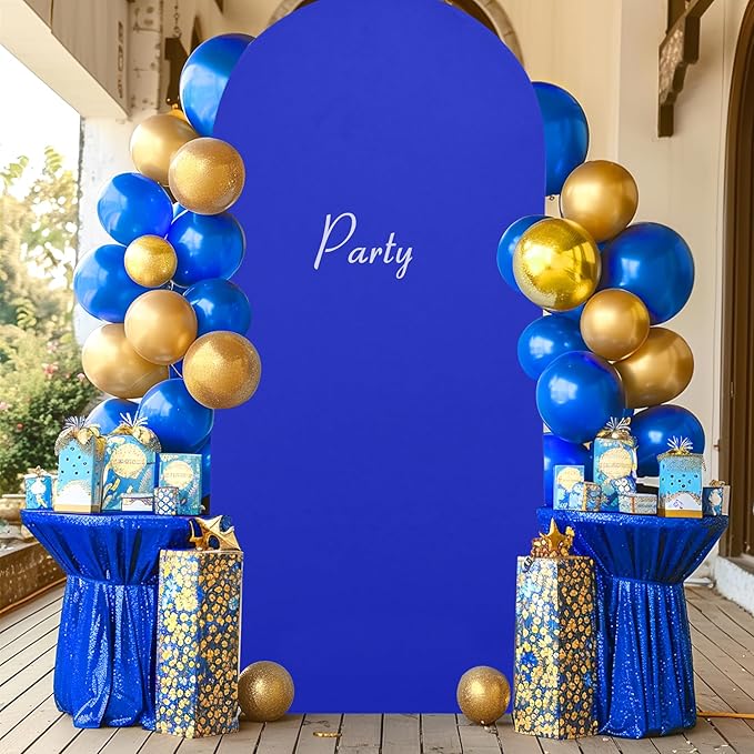 Royal Blue Spandex Fitted Wedding Arch Stand Cover 7.2FT Round Top Chiara Arch Stretchy Backdrop for Birthday Party Ceremony Banquet Decoration