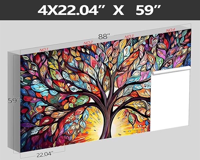 XMPMBM-Vintage Abstraction Art Forest backsplash Large Decorative Wallpaper Colorful Graffiti Tree Bedroom Bathroom Wall Mural- W 88" X H 59"（36 Square Foot）
